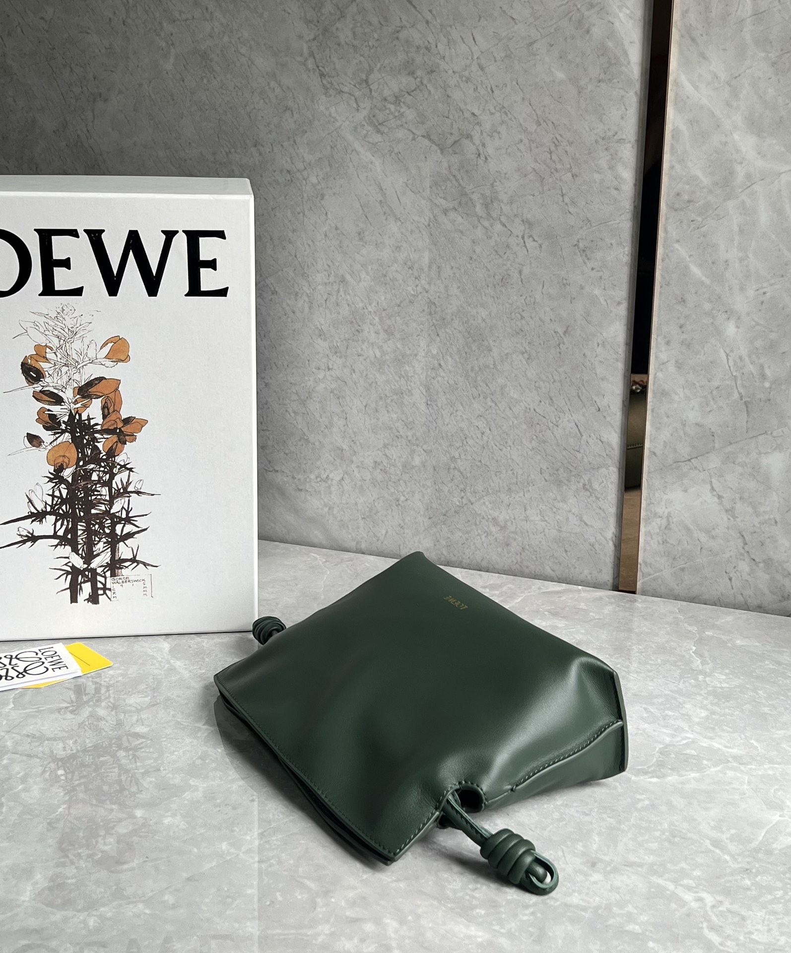 Loewe Mini Flamenco clutch in nappa calfskin Dark Green